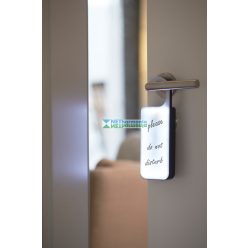 DO NOT DISTURB LED-es ajtókilincs akasztó, fekete, fehér