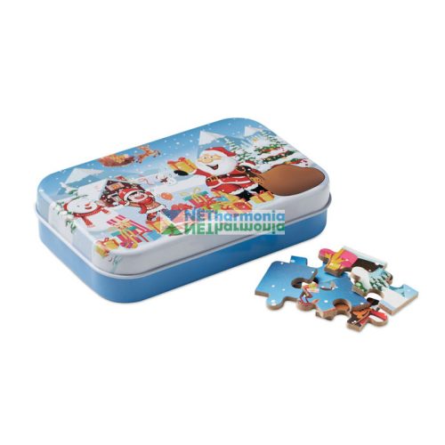Fából készült karácsonyi puzzle óndobozban