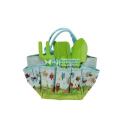   Rovar mintás gyerek kerti szerszámos táska, kerti szerszámokkal