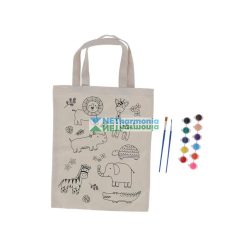   Kifesthető vászon gyerek táska, festékkel és ecsettel, 29 x 30 cm