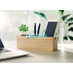   THILA fából készült íróasztali állvány toll- és telefontartóval