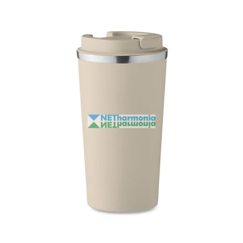 BRACE + duplafalú rozsdamentes acél pohár PP fedéllel, 510 ml