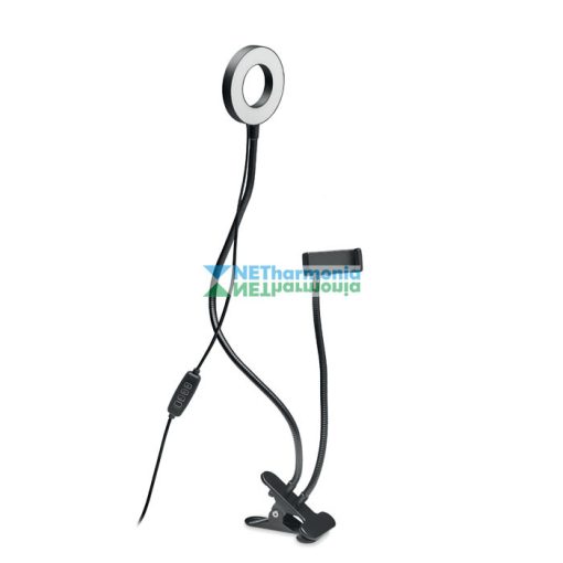 MINI HELO 24 cm-es LED-es hordozható szelfi fénygyűrű telefontartóval és csíptetővel