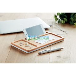   MALABAR vezeték nélküli töltő tároló részekkel, bambusz borítással