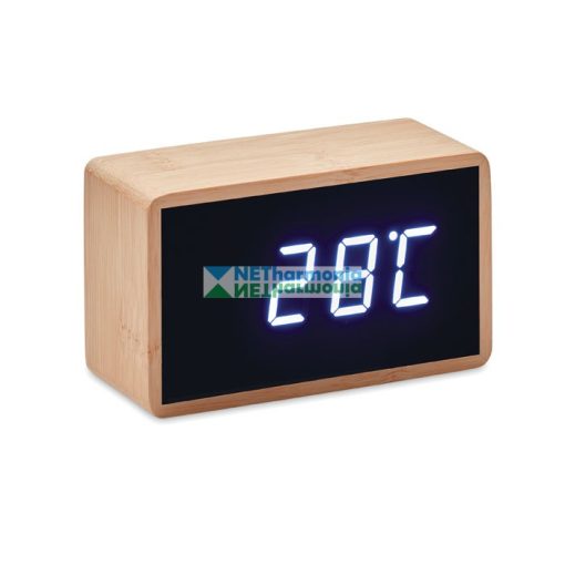 MIRI CLOCK hőmérős ébresztőóra bambusz borítással