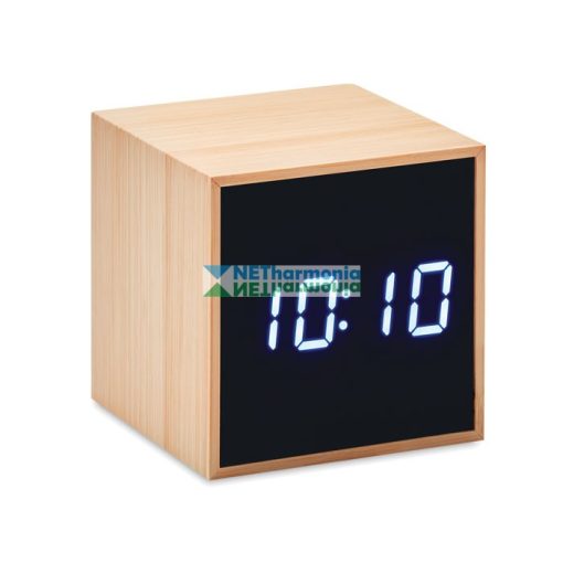 MARA CLOCK hőmérős ébresztőóra bambusz borítással