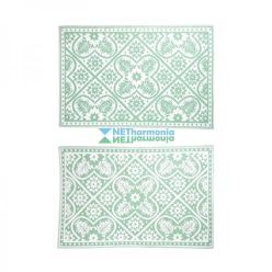   Zöld-fehér mintás, téglalap alakú, kétoldalú kültéri szőnyeg 