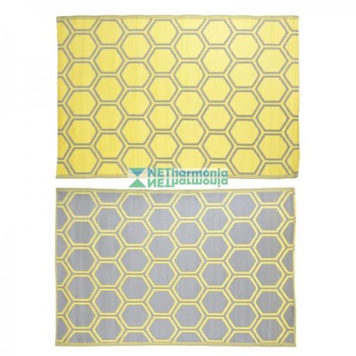 Méhsejt mintás, négyzet alakú, kétoldalú kültéri szőnyeg