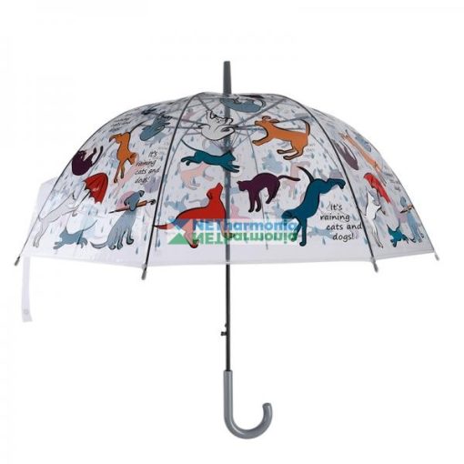 Kutya és macska mintás átlátszó esernyő