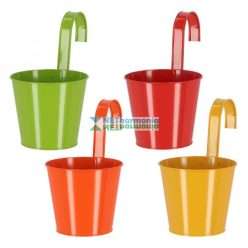   Korlátra akasztható kampós virágcserép, 16 cm átmérőjű, 4 féle 